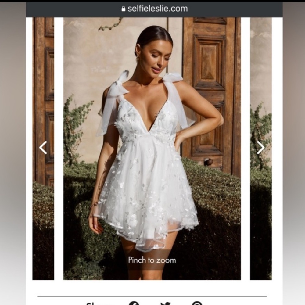 Selfie Leslie Chantilly Tied Shoulder mini dress